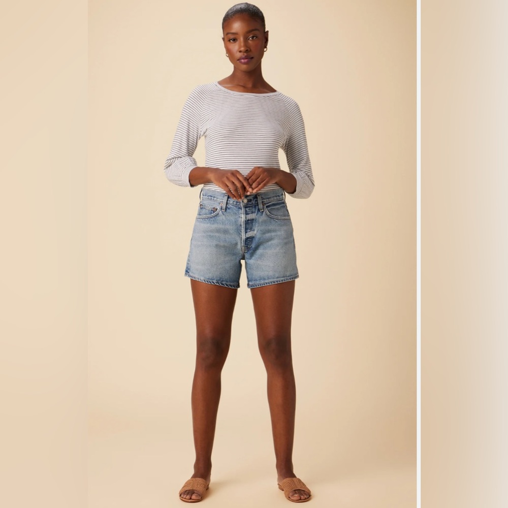 Agolde Light Wash Blue Denim Jean Shorts